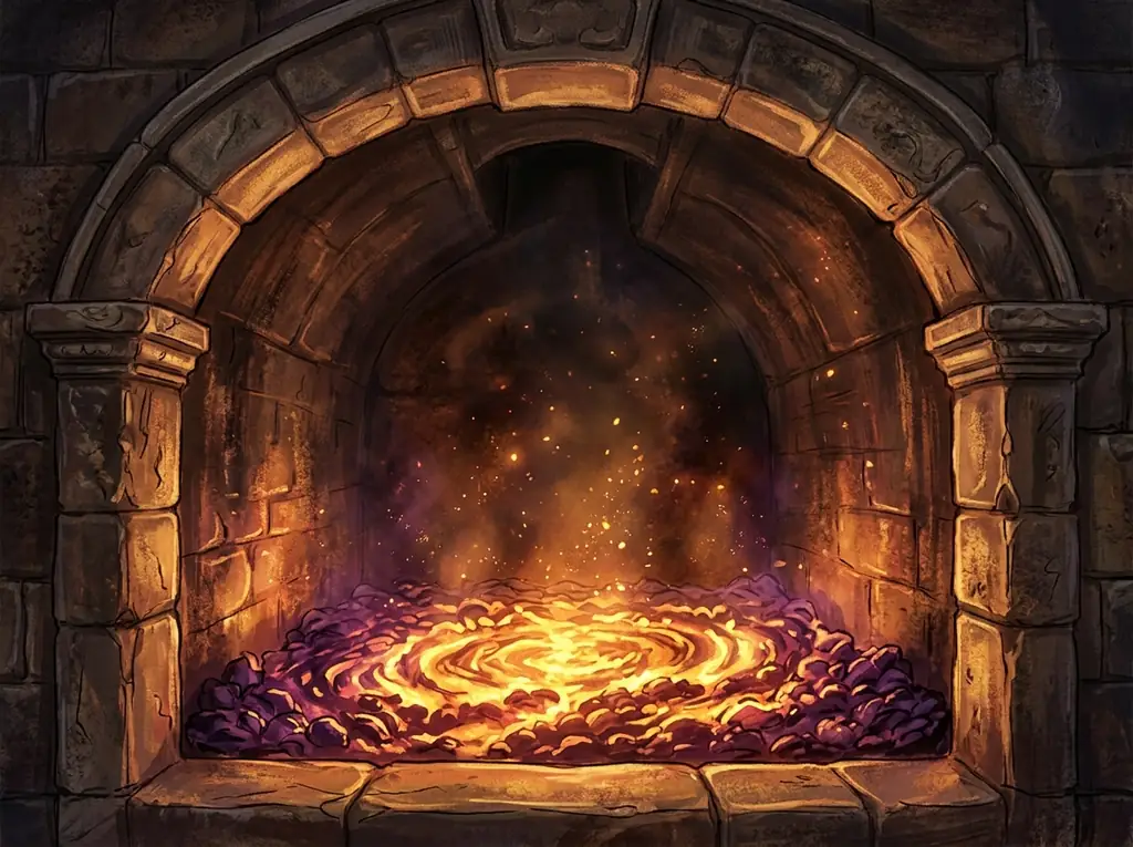 Glowing mystical oven interior